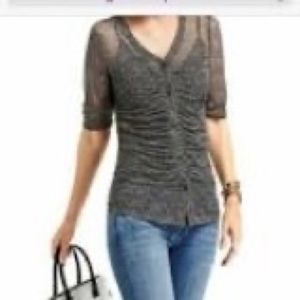 Black and white mesh blouse